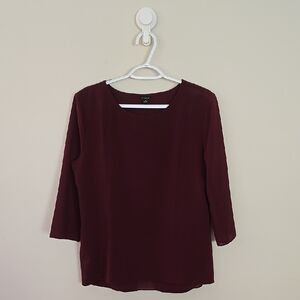 Ann Taylor Red Knit Blouse 3/4 Sleeve